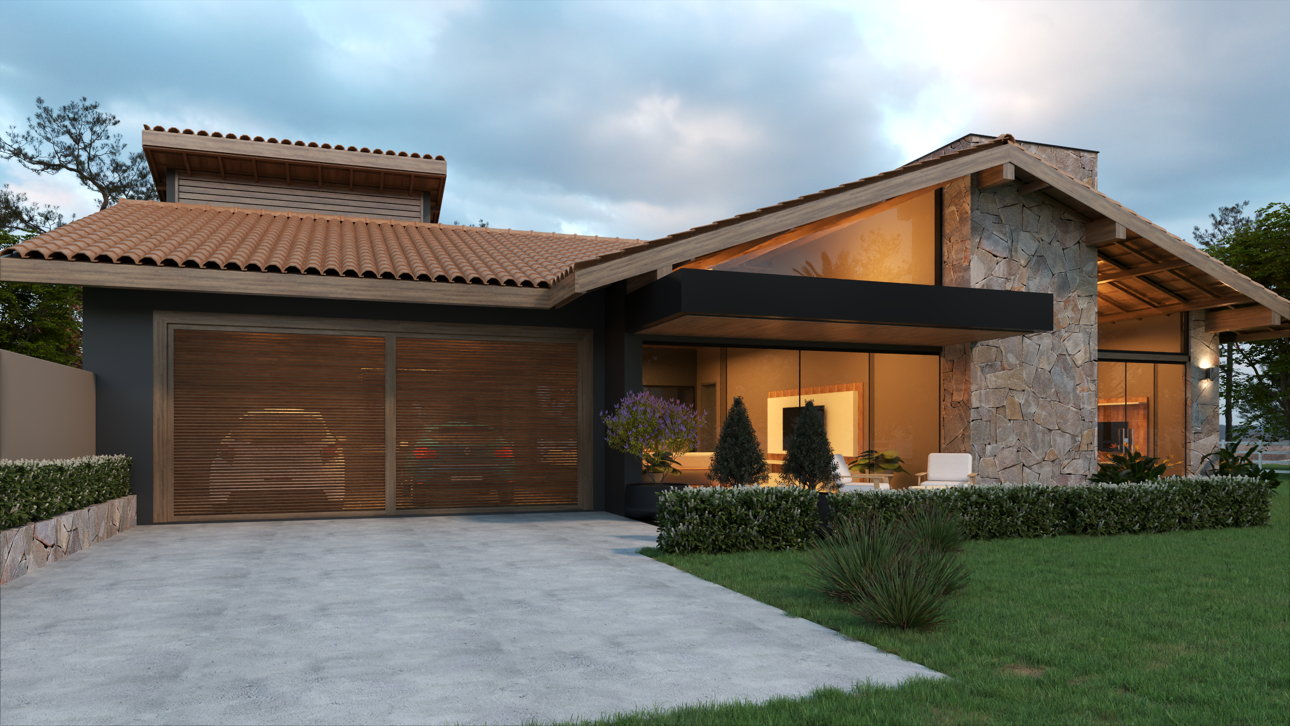 Casa de campo con terraza y cochera